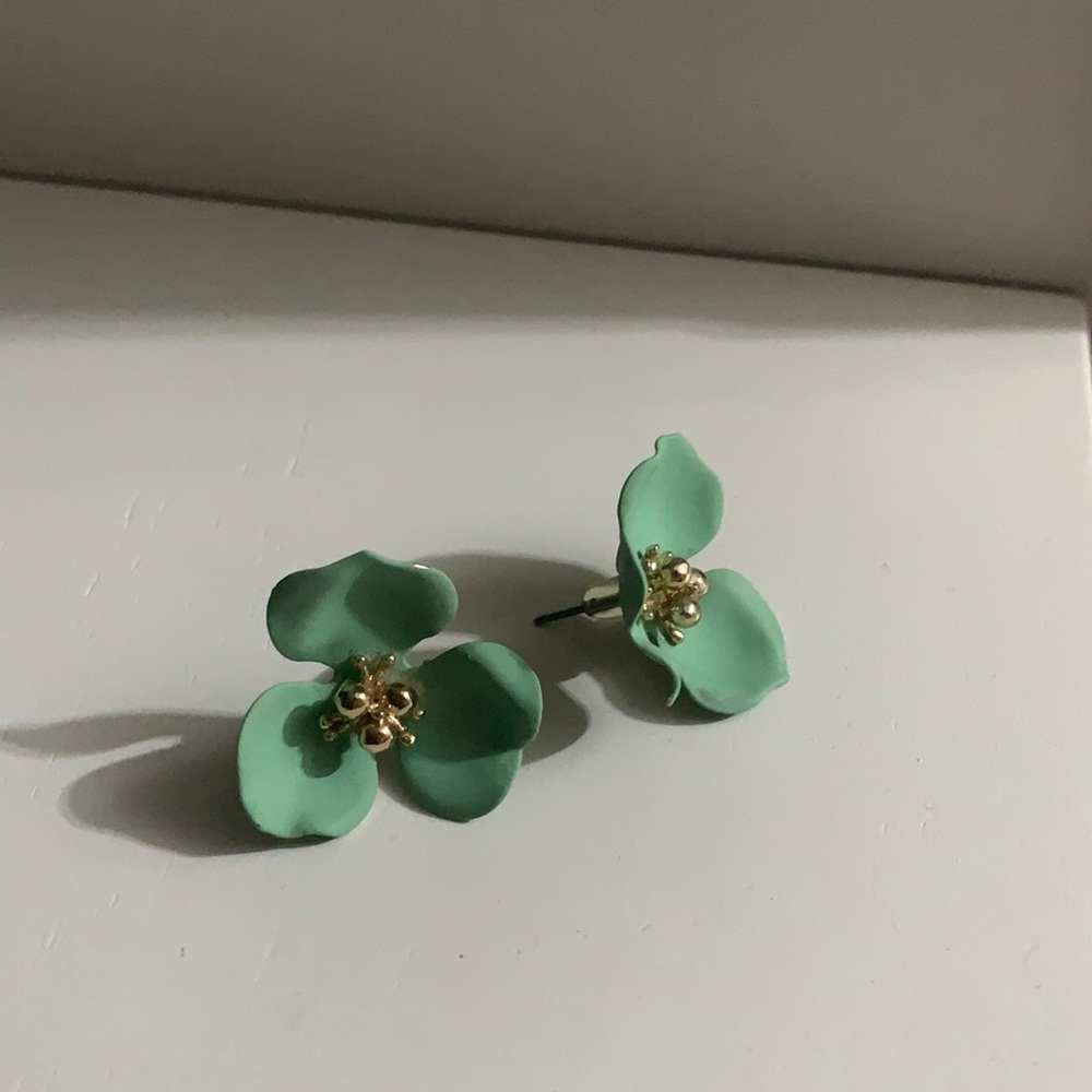 Green Flower Earrings